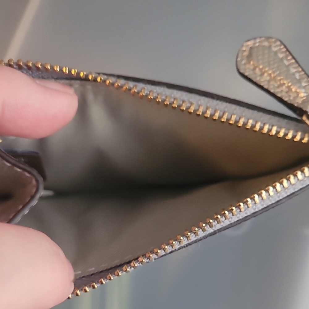 Coach Metallic Silver Leather Keychain Pouch - Picture 3 of 3